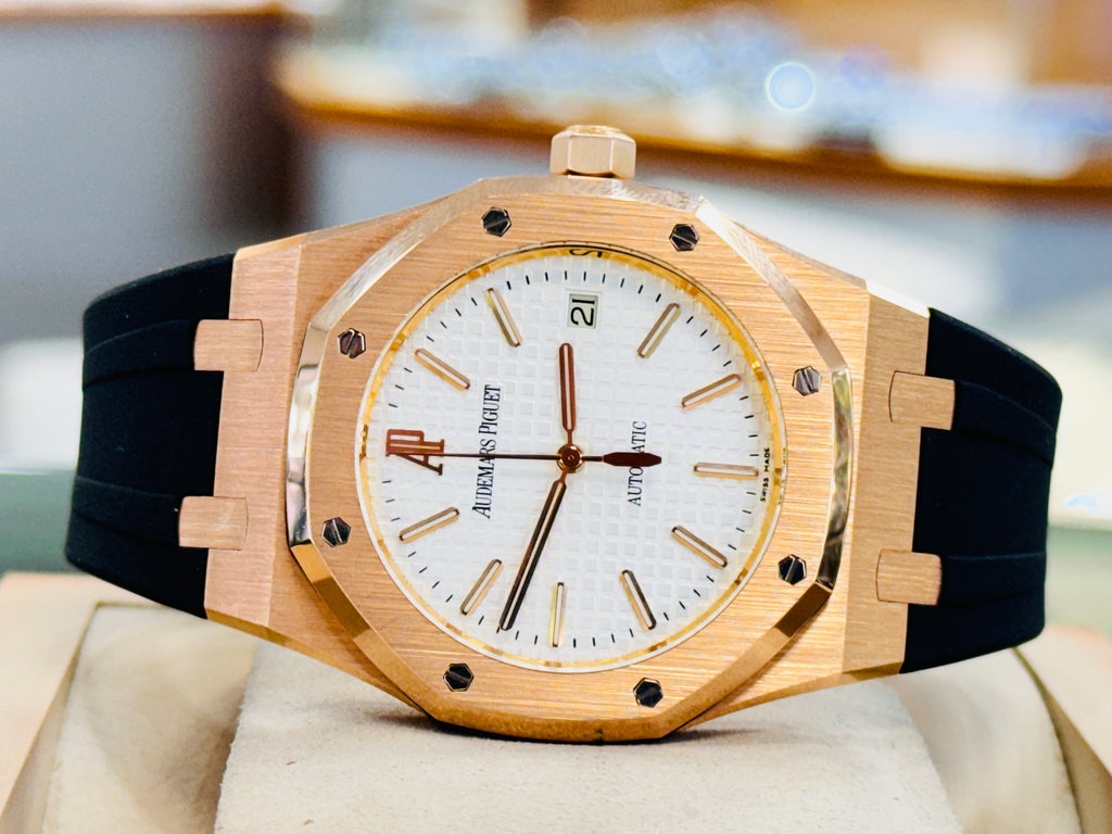 Audemars Piguet Royal Oak Selfwinding 39mm 18K Rose Gold "JUMBO" White Dial 15300OR MINT