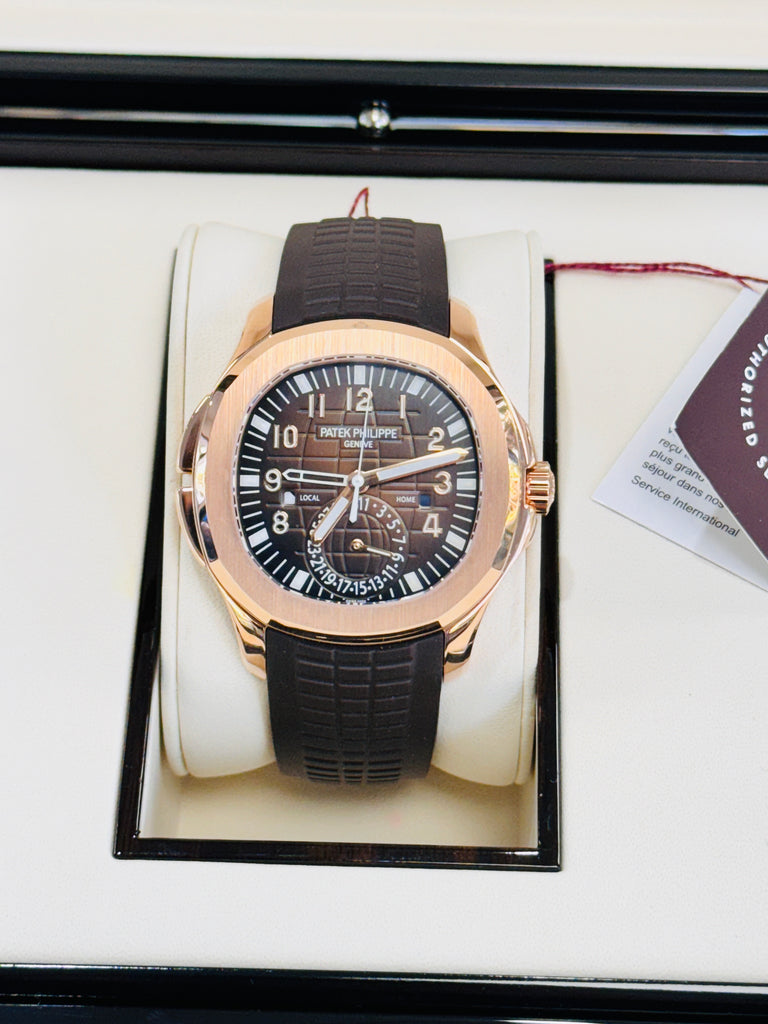 Patek Philippe Aquanaut 5164R Travel Time 18K Rose Gold Box and Papers MINT