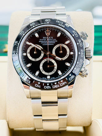 Rolex Daytona Cosmograph 116520 40mm Stainless Steel Black Dial  Custom Black Ceramic Bezel style  Box and Papers PreOwned - Diamonds East Intl.