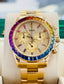 Rolex Daytona 116528 40 18k Yellow Gold Custom Rainbow Bezel Custom Pave Diamonds & Sapphires Dial  PreOwned