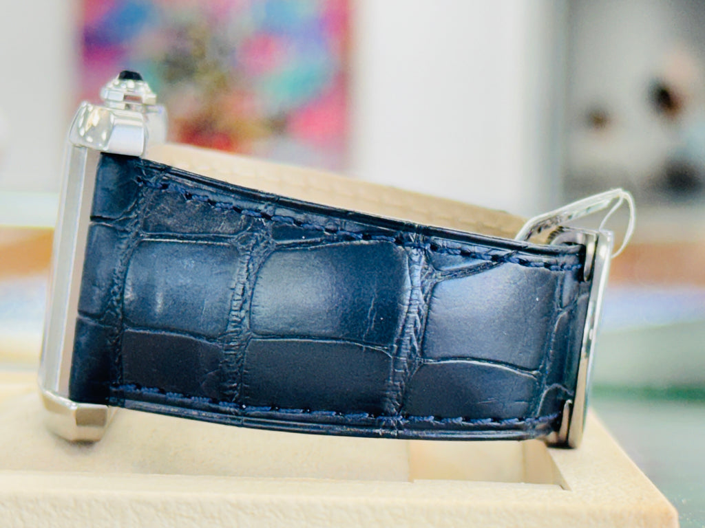 Cartier Tank MC WSTA0010 Large Blue Dial Stainless Steel Leather Automatic  Box and Papers PreOwned - Diamonds East Intl.