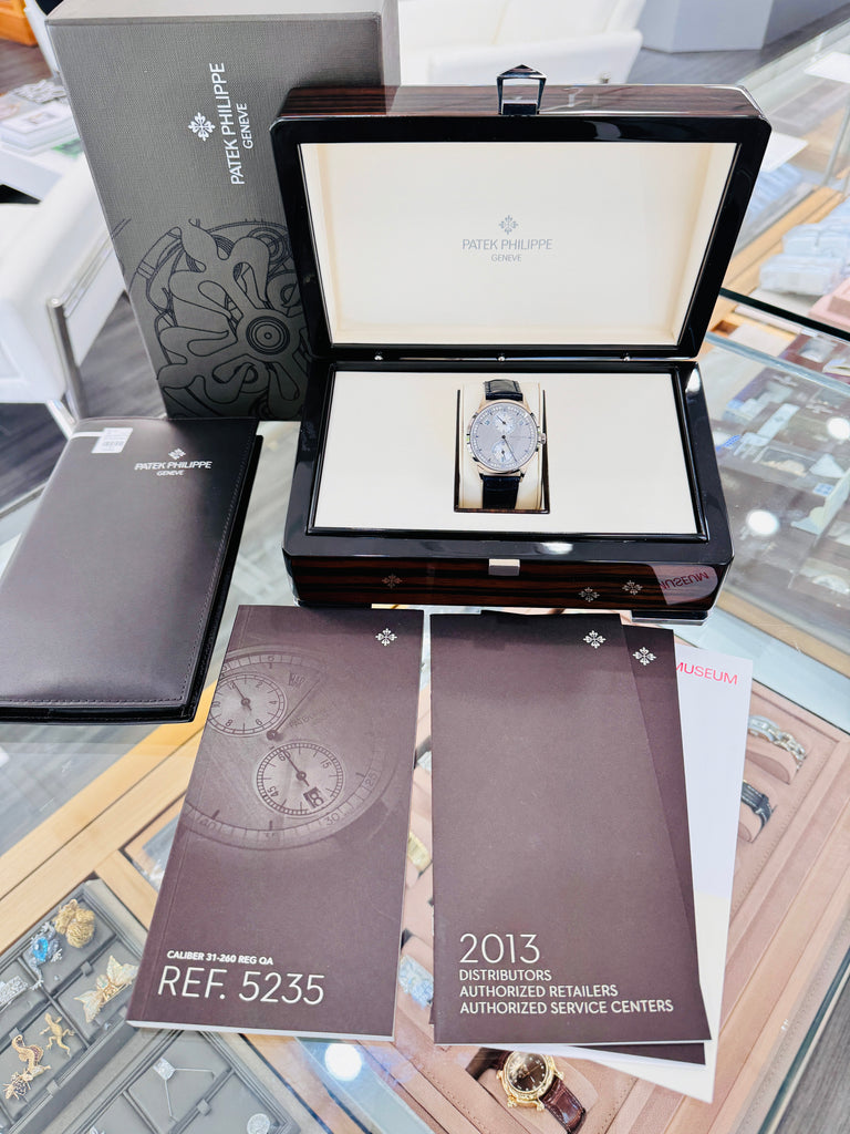 Patek Philippe Annual Calendar Complications Regulator 18K White Gold 5235G-001 MINT watch and Box Booklets