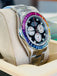 Rolex Daytona 116520 40mm Steel-Custom Rainbow Bezel-Diamond Lugs Black Dial