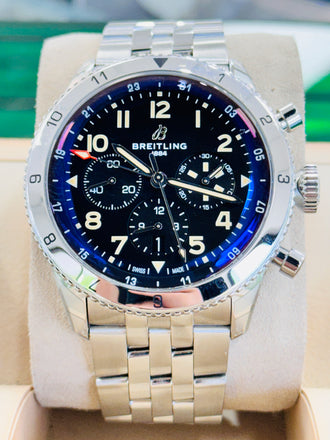 Breitling Super Avi B0445 Chronograph GMT 46 Tribute to Vought F4U Corsair Unworn Box and Papers - Diamonds East Intl.