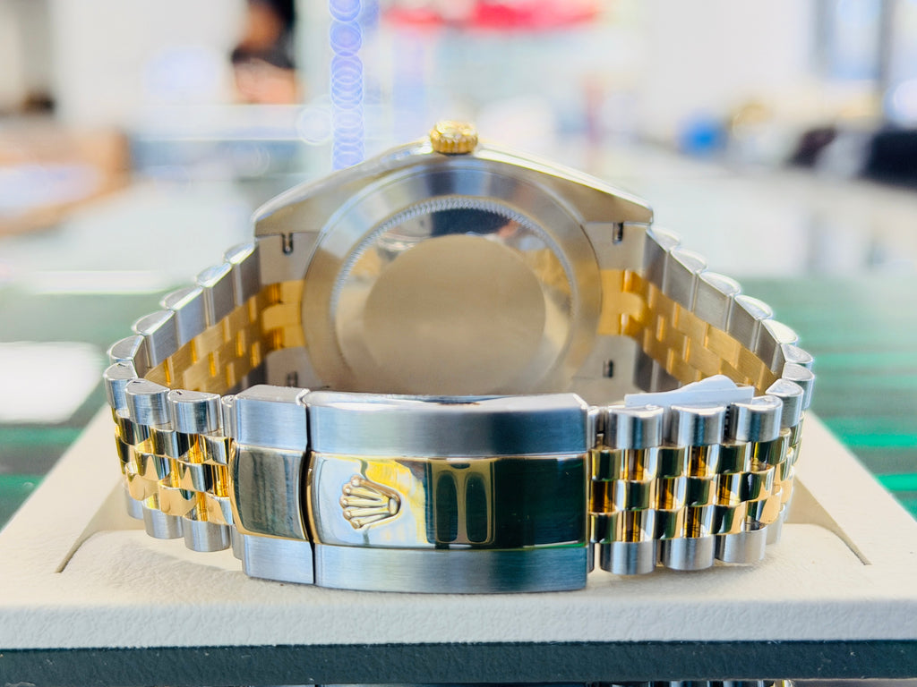 Rolex Datejust 41 126333 Champagne Diamond Dial Custom Diamond Bezel Steel & Yellow Gold PreOwned B&P - Diamonds East Intl.