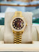 Rolex Lady-Datejust 69138 Women's President 26mm Yellow Gold Factory Diamond Bezel Custom Tahitian Diamond Mother Of Pearl Dial MINT
