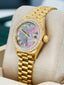 Rolex Lady-Datejust 69138 Women's President 26mm Yellow Gold Factory Diamond Bezel Custom Tahitian Diamond Mother Of Pearl Dial MINT