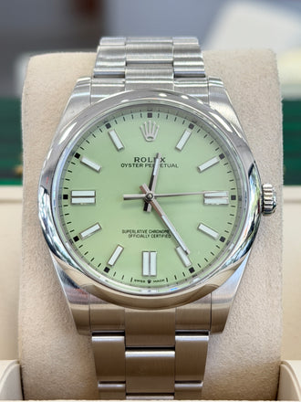 Rolex Oyster Perpetual 124300 41 Custom pistachio Green Dial Box And Papers MINT