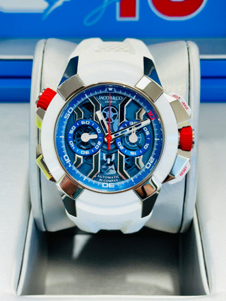 Jacob & Co. Epic X Chrono Messi 47 EC313.20.PE.LL.K Titanium Blue Dial Box and Papers - Diamonds East Intl.
