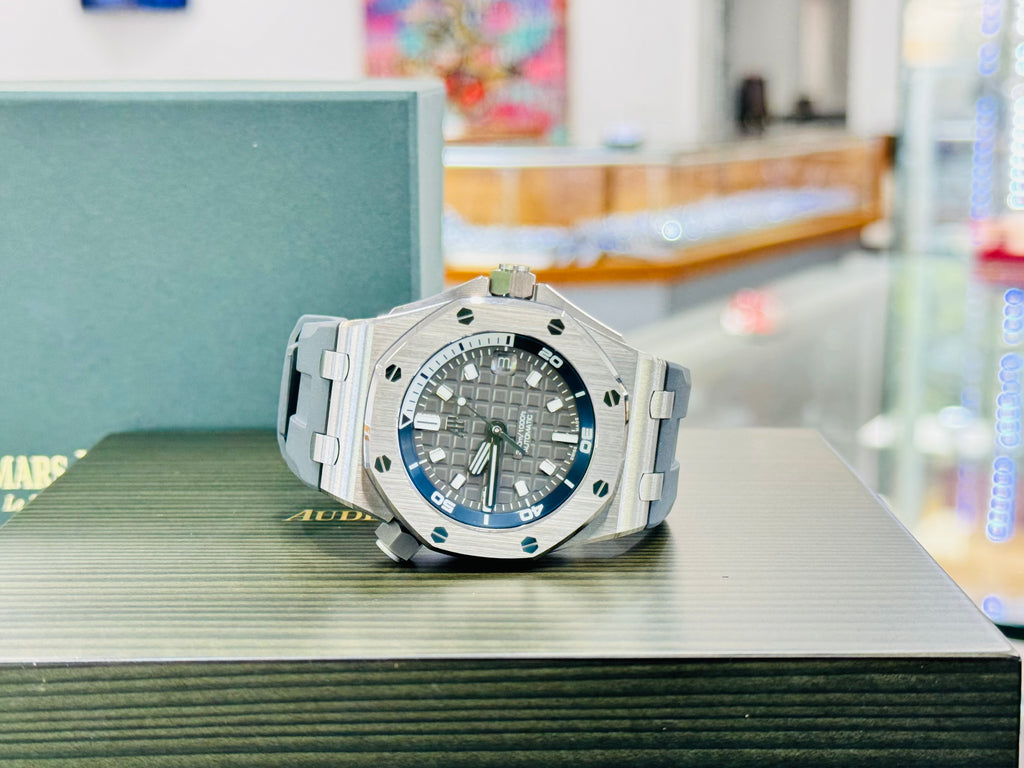 Audemars Piguet Royal Oak Offshore Diver 15720ST with Grey Dial Box and Papers Unworn - Diamonds East Intl.