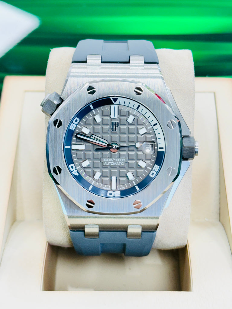 Audemars Piguet Royal Oak Offshore Diver 15720ST with Grey Dial Box and Papers Unworn - Diamonds East Intl.