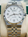 Rolex Land-Dweller 127334 40mm Stainless Steel White Gold Bezel White Honeycomb Dial Box and Papers Unworn