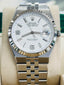 Rolex Land-Dweller 127334 40mm Stainless Steel White Gold Bezel White Honeycomb Dial Box and Papers Unworn