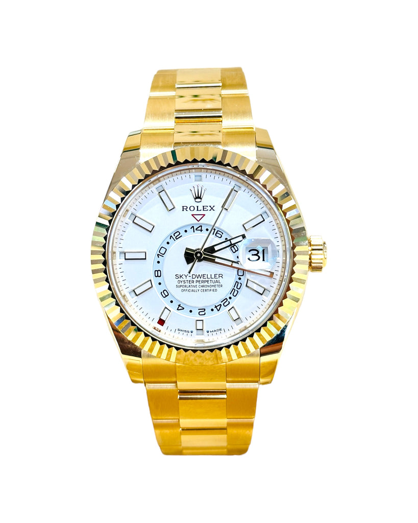 Rolex Sky-Dweller 336938 Yellow Gold White Dial UNWORN Box and Papers NEW MODEL 2023! - Diamonds East Intl.