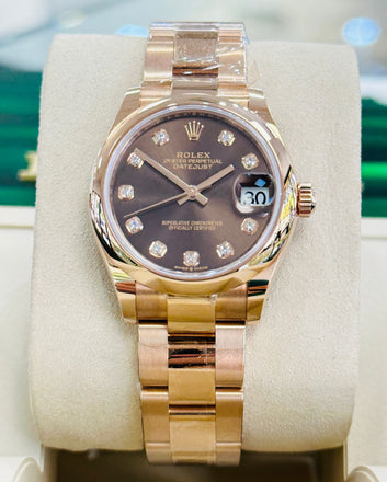 Rolex Datejust 31 278245 Rose gold Factory Chocolate Diamond Dial UnWORN - Diamonds East Intl.