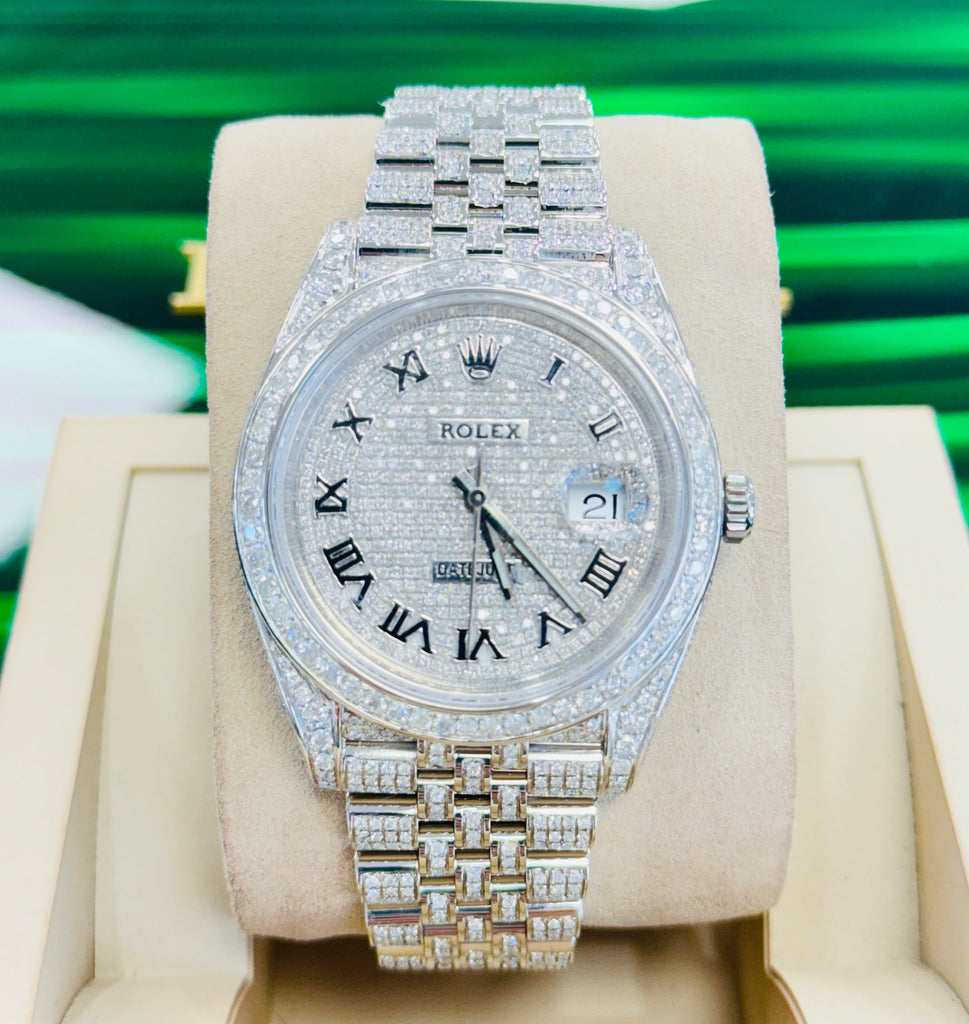 Rolex Datejust 41 126300 Full Custom Diamond Pave Set Box and Papers UNWORN 