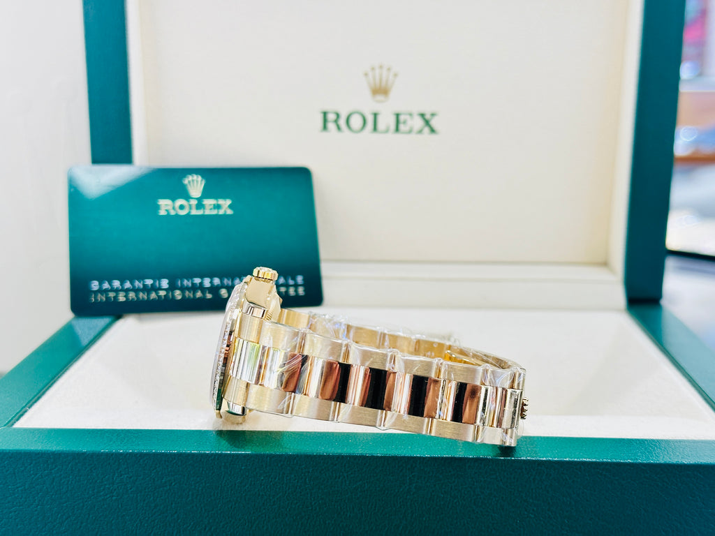 Rolex Day-Date 36 118348 Factory Diamond Bezel Factory Diamond Lavender Jade Carousel Dial  Box & Papers Unworn - Diamonds East Intl.