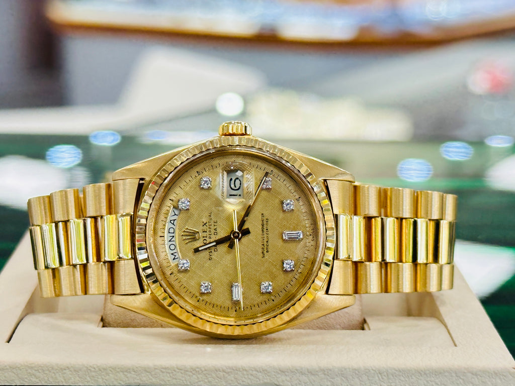 Rolex Day-Date President 1803 18k Yellow Gold Diamond Linen Pam