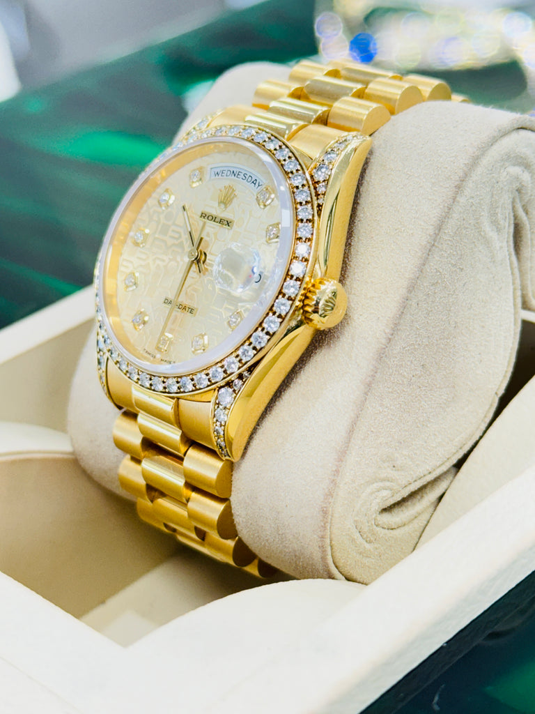 Rolex President Day-Date 36mm 18388 Crown Collection Factory Diamonds Watch MINT - Diamonds East Intl.
