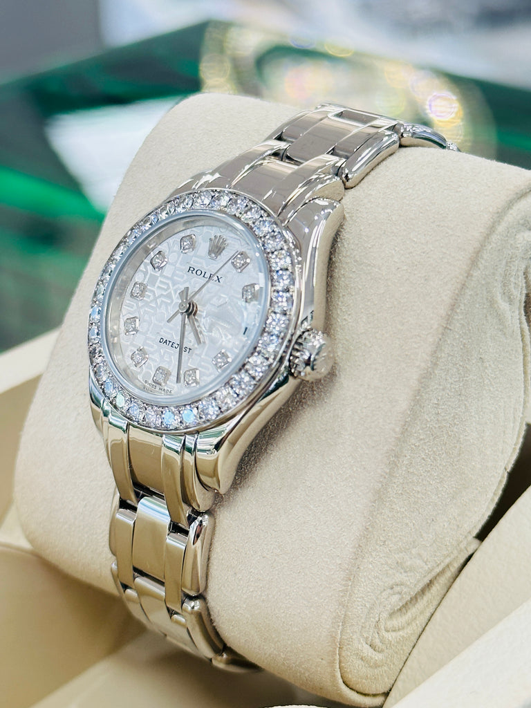 Rolex Lady-Datejust Pearlmaster 80299 Factory Diamond jubilee Dial and Factory Diamond Bezel PreOwned Box and Papers - Diamonds East Intl.