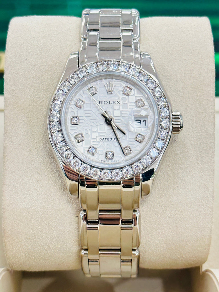 Rolex Lady-Datejust Pearlmaster 80299 Factory Diamond jubilee Dial and Factory Diamond Bezel PreOwned Box and Papers - Diamonds East Intl.