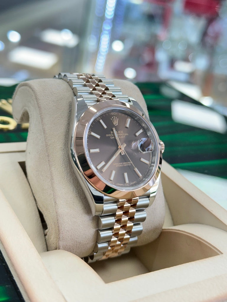 Rolex Datejust 41 126301 Chocolate Dial Jubilee SS/Rose Gold Box and Papers PreOwned - Diamonds East Intl.