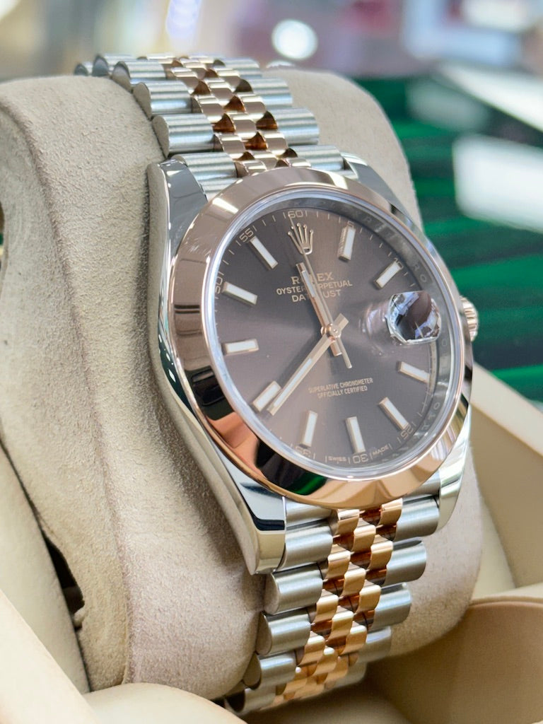 Rolex Datejust 41 126301 Chocolate Dial Jubilee SS/Rose Gold Box and Papers PreOwned - Diamonds East Intl.