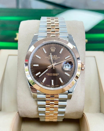 Rolex Datejust 41 126301 Chocolate Dial Jubilee SS/Rose Gold Box and Papers PreOwned - Diamonds East Intl.