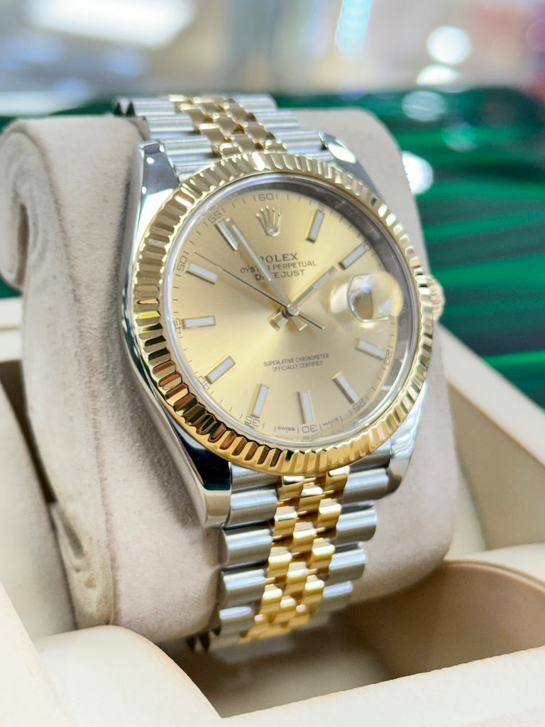 Rolex Datejust 41mm 126333 18k Gold Steel Jubilee Bracelet Fluted Bezel Papers MINT Diamonds East Intl