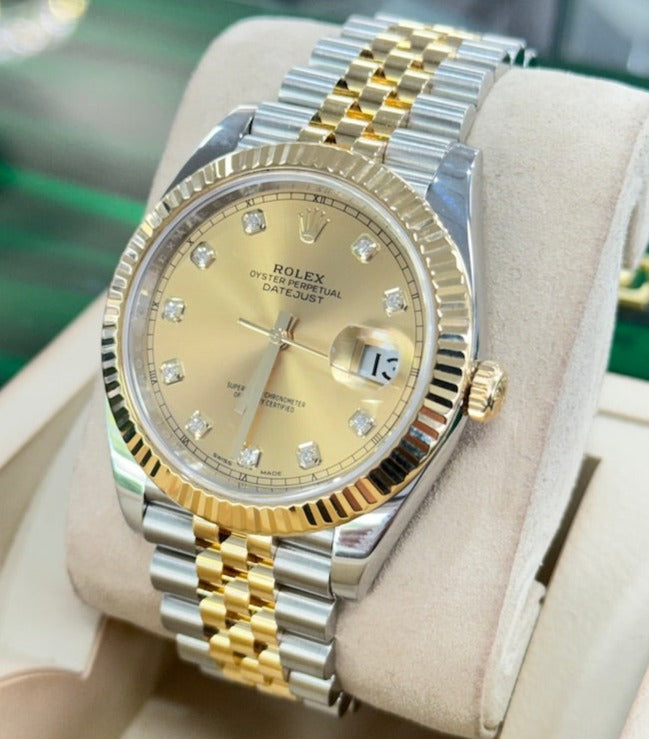 Rolex Datejust 126333 41  Factory Champagne Diamond Dial jubilee  Box and Papers - Diamonds East Intl.