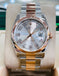 Rolex Datejust 36mm 116201 18K Rose Gold/ SS Oyster Silver Dial Watch