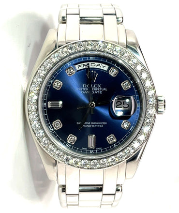 Rolex Masterpiece Platinum Day-Date 18946 39mm Factory Blue Diamond Dial & Bezel  