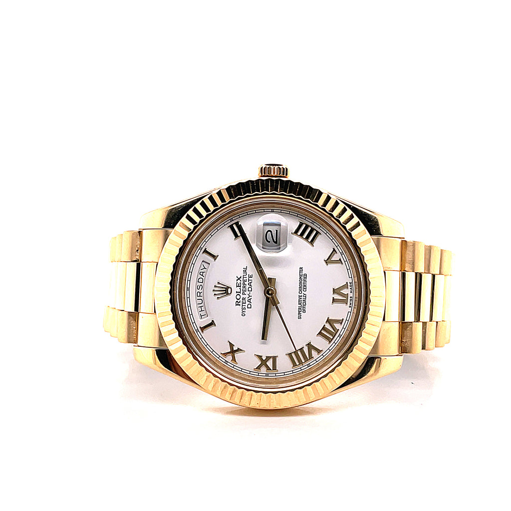 Rolex Day-Date II 41mm President 218238 18K Yellow Gold White Roman - Diamonds East Intl.