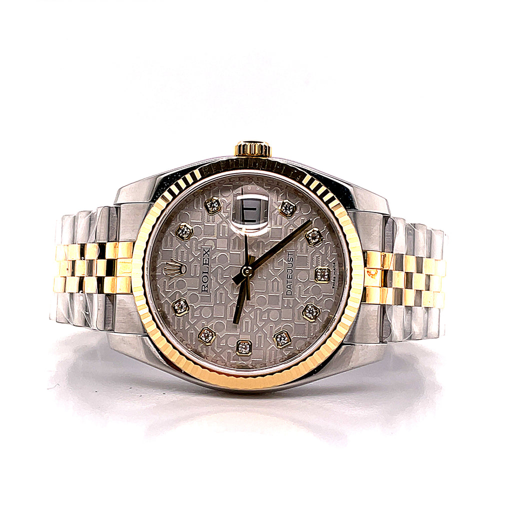 Rolex Datejust 36mm 116233 Jubilee Stainless and Factory Jubilee Silver Diamond Dial - Diamonds East Intl.