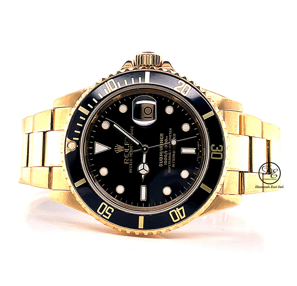 Rolex Submariner 16618 Date Yellow Gold Black Dial 40mm
