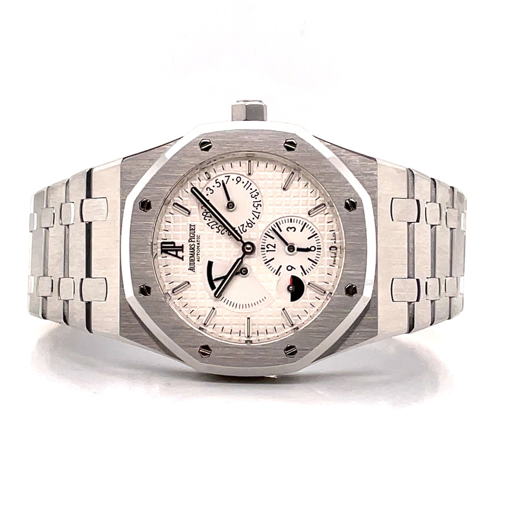 Audemars Piguet Royal Oak Dual Time 26120ST.OO.1220ST.01 White Dial Box and Papers PreOwned - Diamonds East Intl.