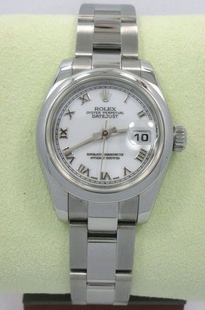 Rolex Datejust 26mm 179160 Stainless Steel White Roman Dial Ladies Watch