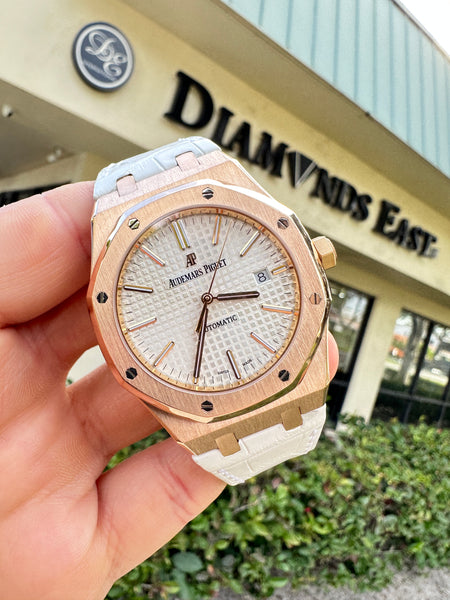 Audemars Piguet Royal Oak 41mm 18k Rose Gold Silver Dial Watch