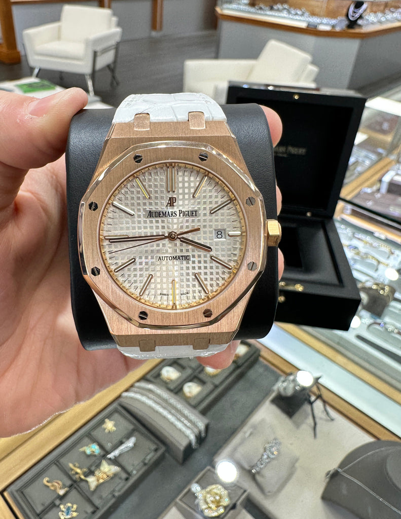 Audemars Piguet Royal Oak 41mm 18k Rose Gold Silver Dial Watch  15400or.oo.d088cr.01 MINT