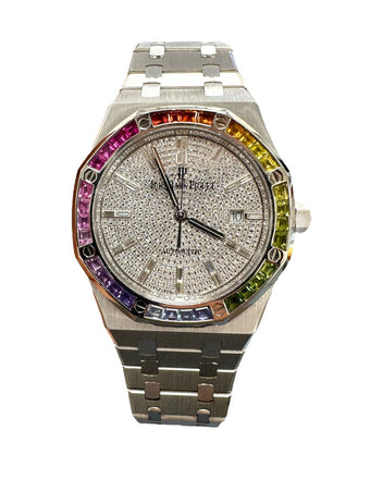 Audemars Piguet Royal Oak FACTORY Rainbow 18K White gold 15413BC Limited 10 pieces Box/Papers PreOwned - Diamonds East Intl.