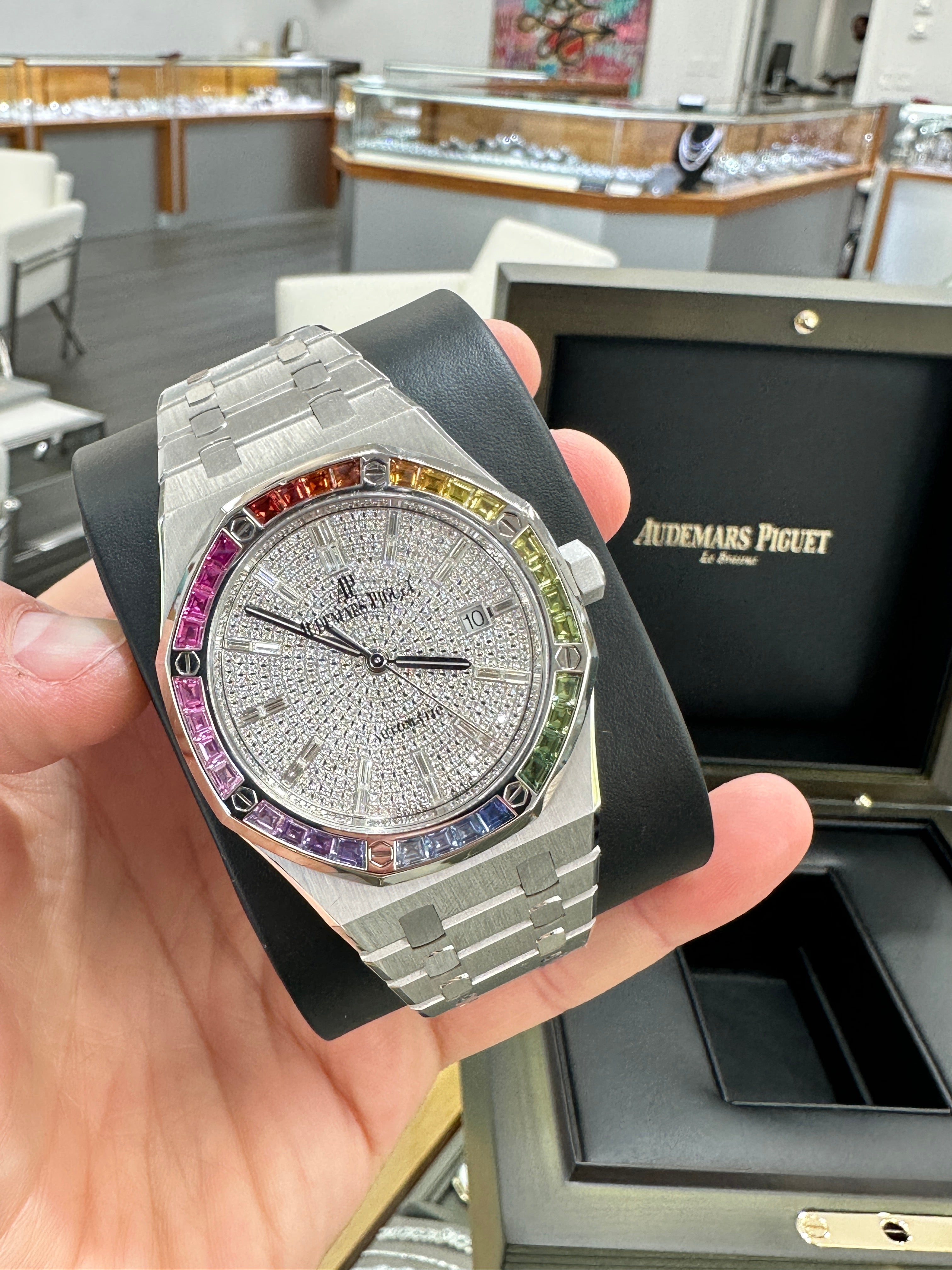 Audemars Piguet Royal Oak Rainbow Automatic Diamond White Gold Unisex Watch  15413BC.YY.1220BC.01 - Watches, Royal Oak - Jomashop