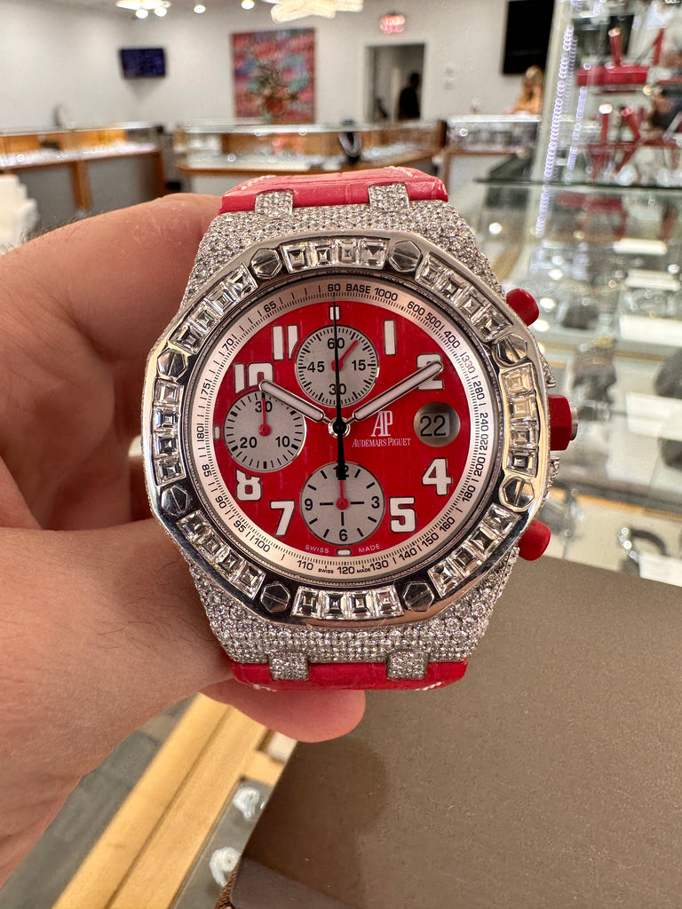 Custom Diamond Audemars Piguet Royal Oak Offshore Rhone-Fusterie Red Limited 500 Pieces Stainless 26108ST.OO.D066CR.01