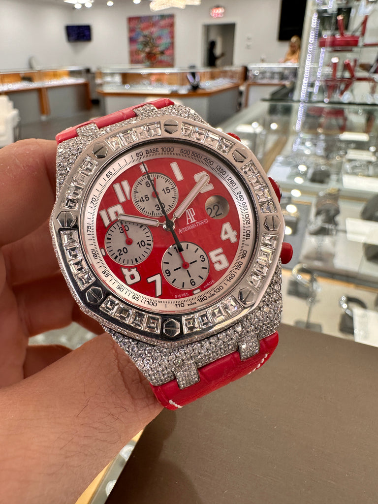 Custom Diamond Audemars Piguet Royal Oak Offshore Rhone-Fusterie Red Limited 500 Pieces Stainless 26108ST.OO.D066CR.01