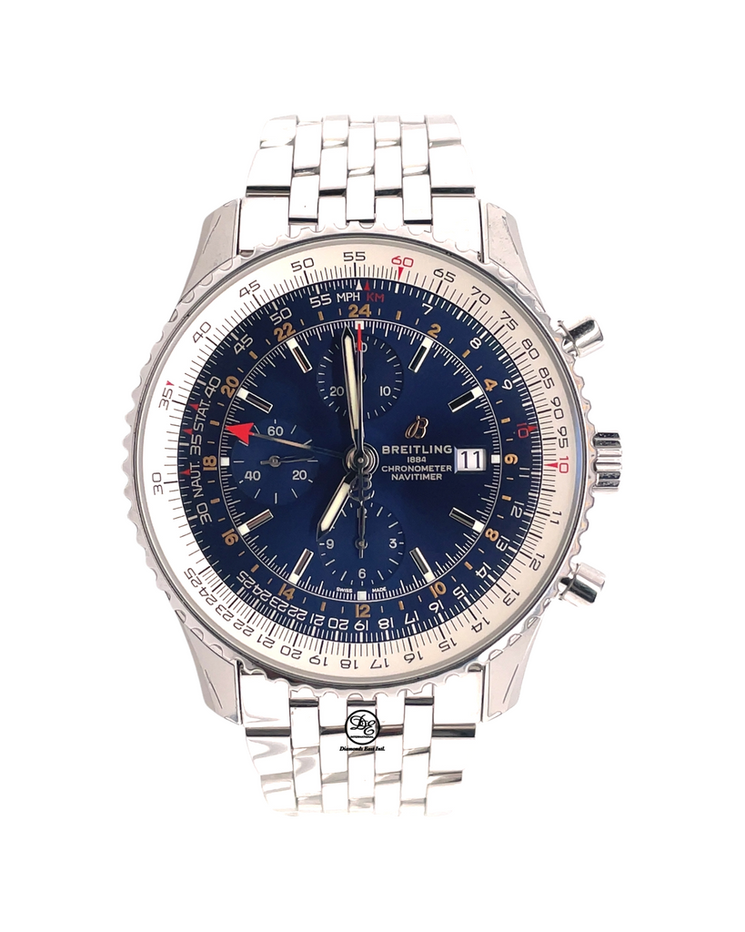 Breitling Navitimer World A24322 Chronograph GMT 46 Blue Dial Box and Papers PreOwned - Diamonds East Intl.