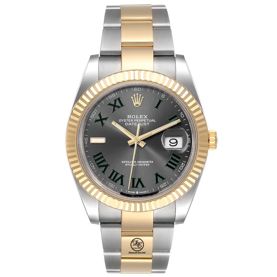 Rolex Datejust Two Tone Fluted Bezel Wimbledon Dial 41mm 126333