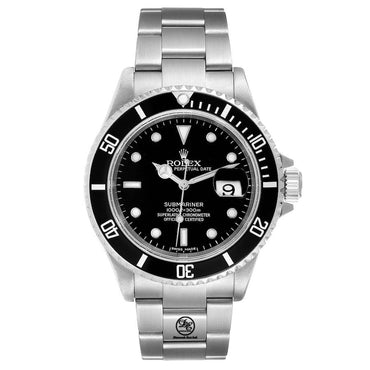ROLEX Submariner 16610 Oyster Date SS Black Dial Watch BEZEL ENGRAVED MODEL - Diamonds East Intl.