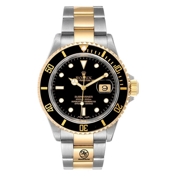 Rolex Submariner 16613 18K Yellow Gold Steel Oyster Black Bezel