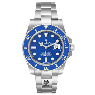Rolex Submariner Date 116619lb Oyster Perpetual 18K White Gold Smurf - Diamonds East Intl.