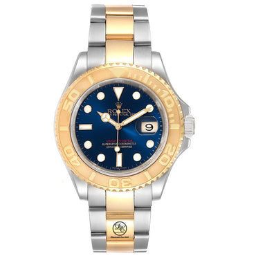 Rolex Yacht-Master 16623 2Tone Oyster 18K Yellow Gold & SS Blue Dial Watch - Diamonds East Intl.