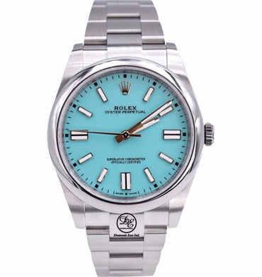Rolex Oyster Perpetual 41mm Turquoise Blue Dial 124300 - Diamonds East Intl.